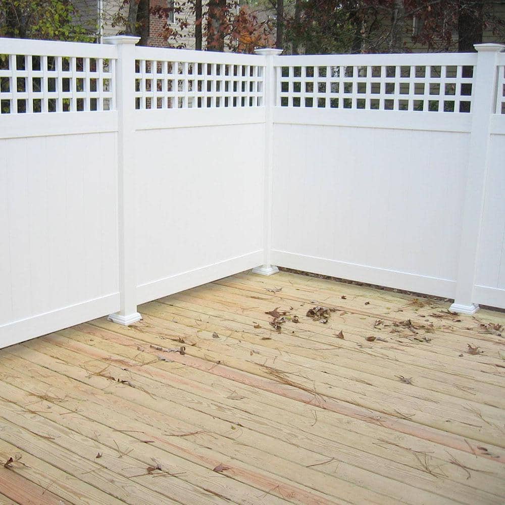 Weatherables Gideon 8 ft. H x 8 ft. W White Vinyl Square Lattice Top Privacy Fence Panel Kit