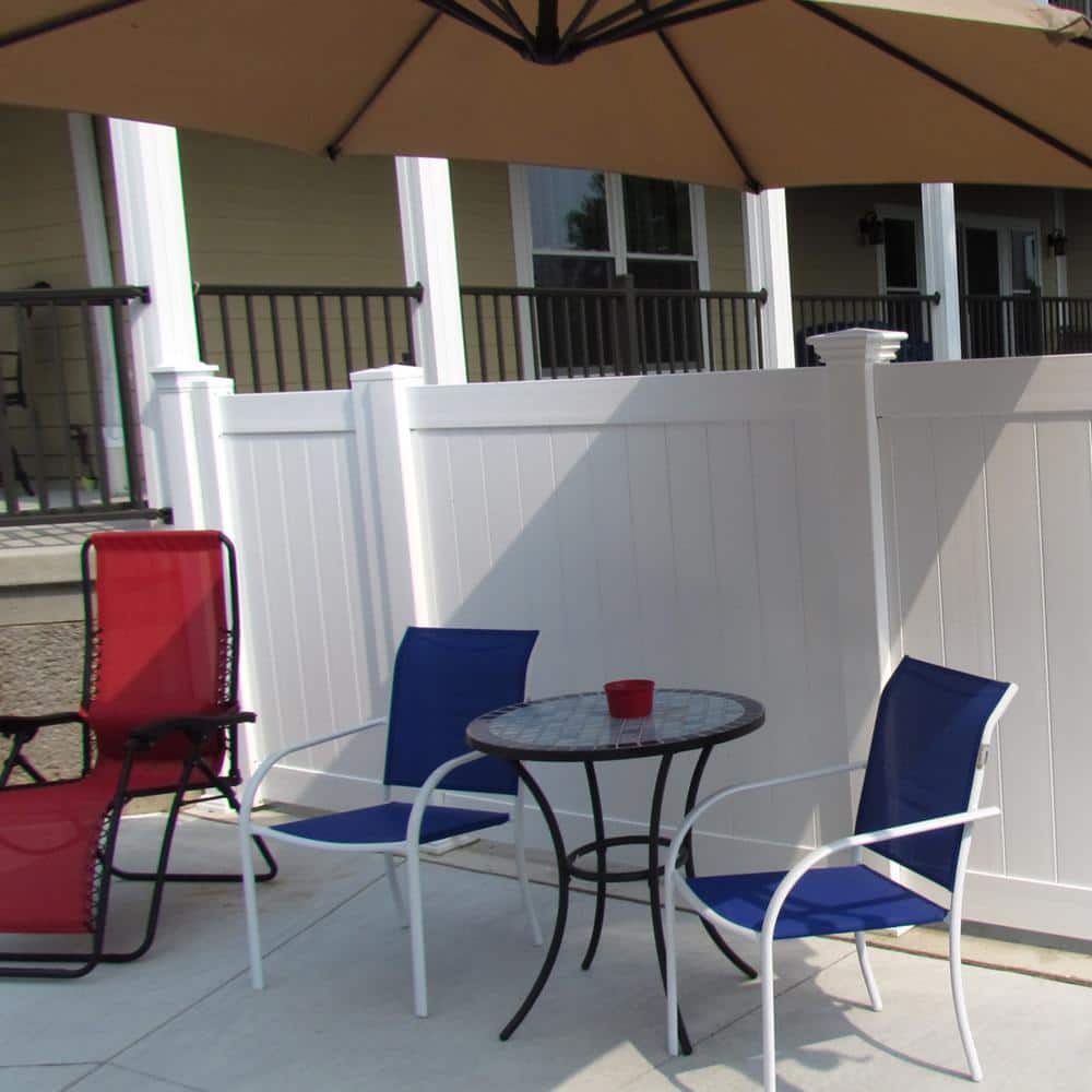 Weatherables Pembroke 4 ft. x 8 ft. White Vinyl Privacy Fence Panel Kit