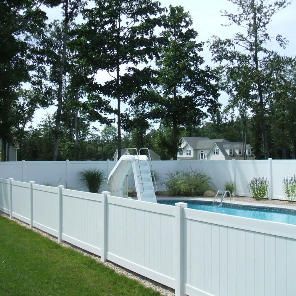 Weatherables Pembroke 4 ft. x 8 ft. White Vinyl Privacy Fence Panel Kit