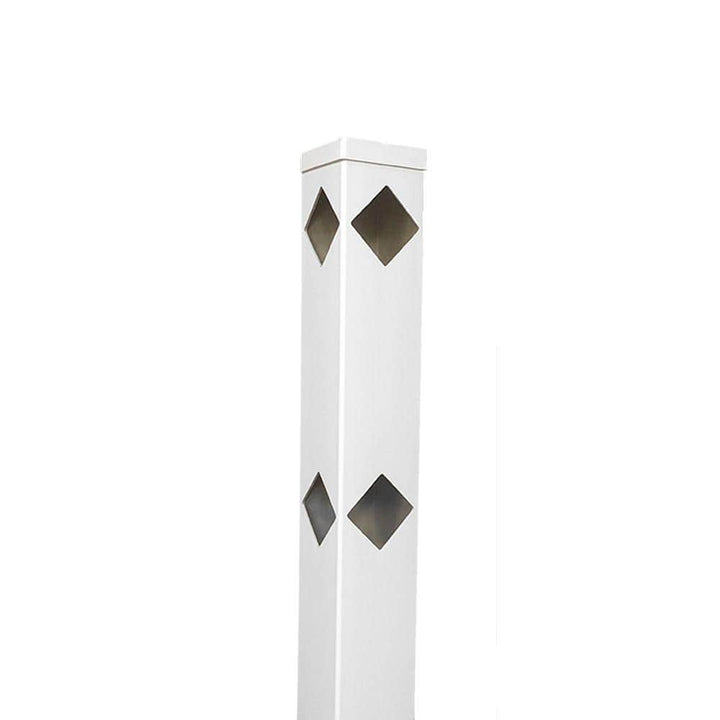 Weatherables Diamond 5x5x6 ft. White Vinyl Fence Corner Post