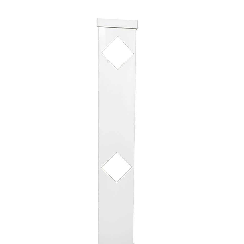 Weatherables Diamond White Vinyl Fence Line Post 5 in. x 5 in. x 6 ft.