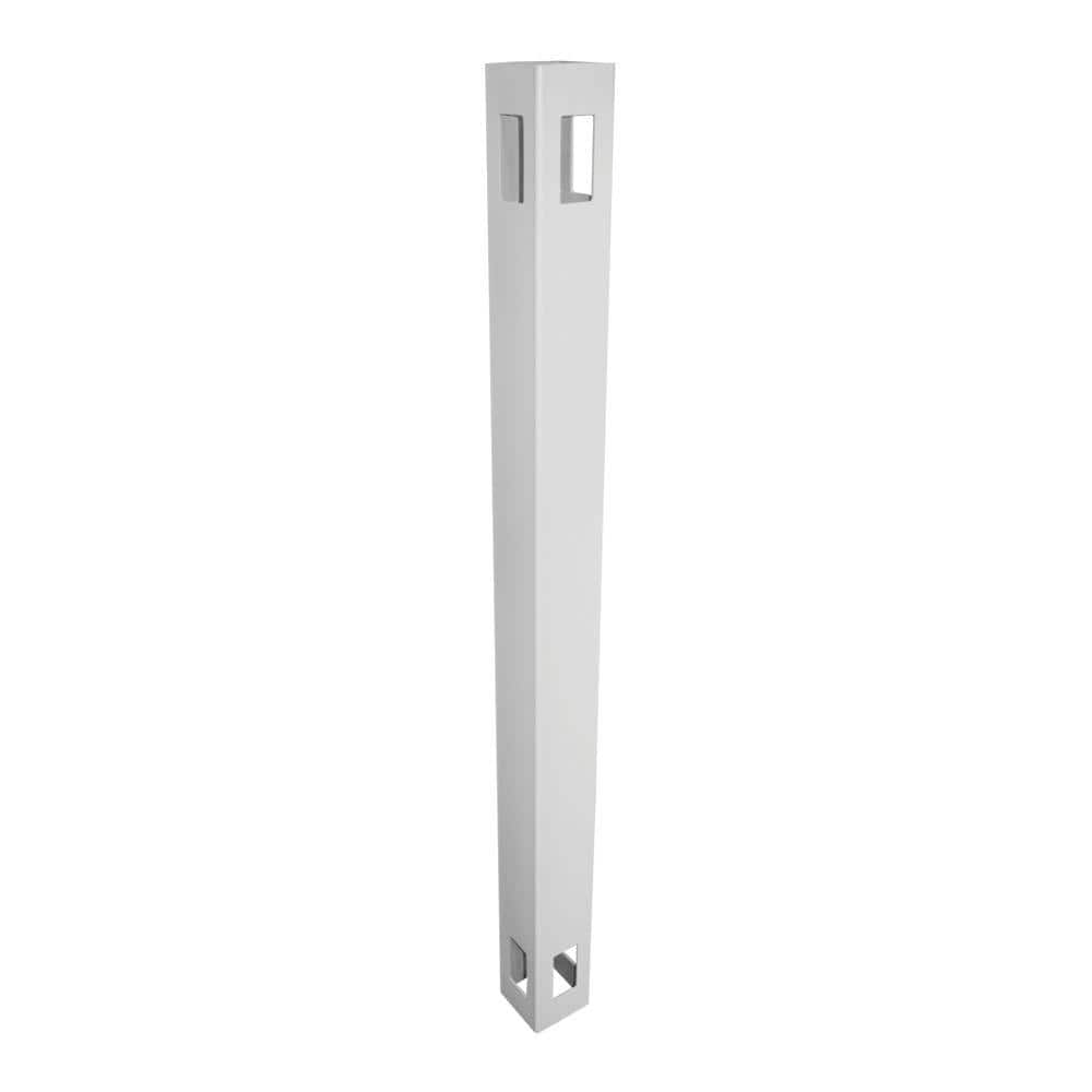 Weatherables 5 in. x 5 in. x 8 ft. White Vinyl Fence 3-Way Post
