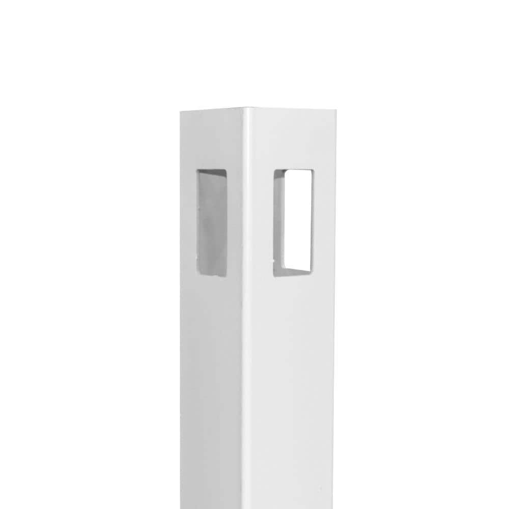 Weatherables 5 in. x 5 in. x 8 ft. White Vinyl Fence 3-Way Post
