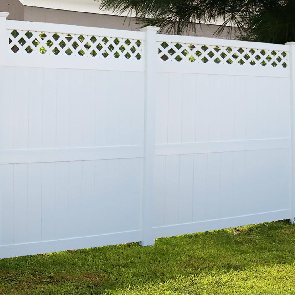 Weatherables 5 in. x 5 in. x 10 ft. White Vinyl Fence End Post