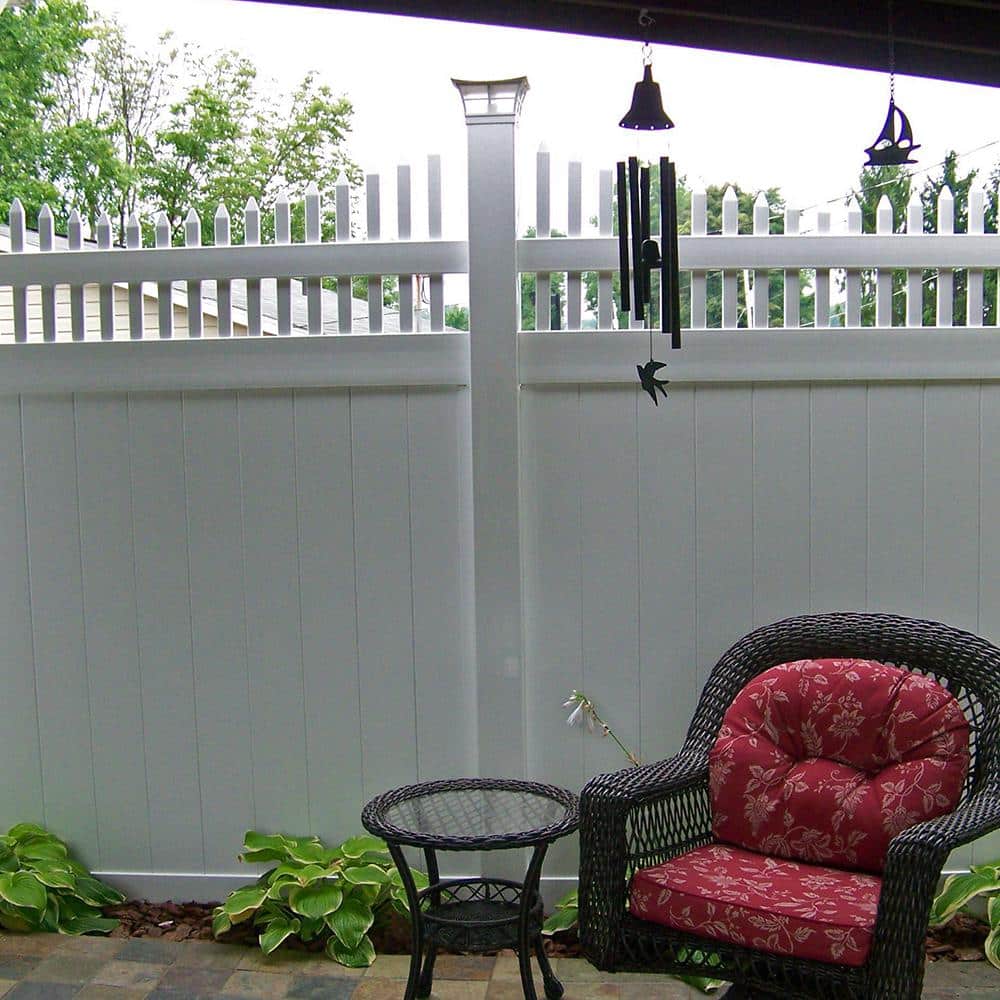 Weatherables 5 in. x 5 in. x 10 ft. White Vinyl Fence End Post