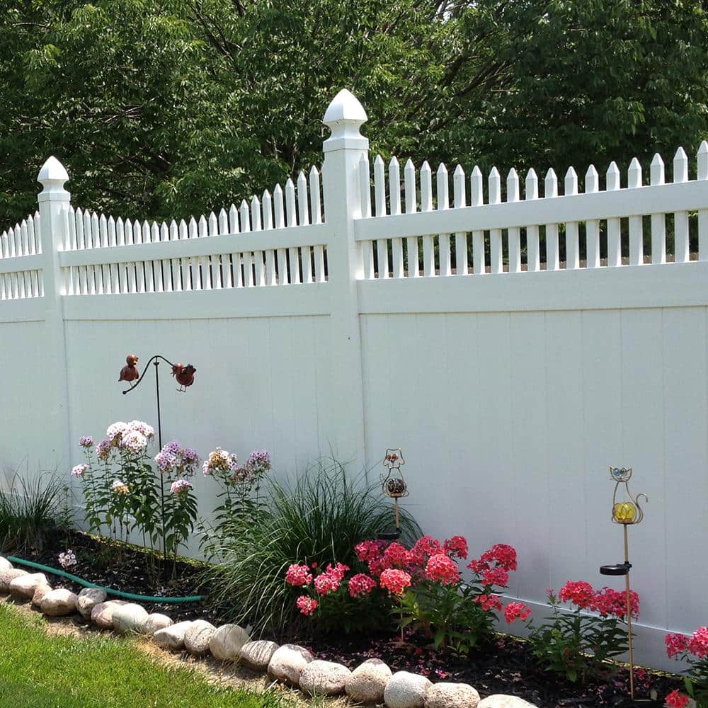 Weatherables 5 in. x 5 in. x 10 ft. White Vinyl Fence End Post