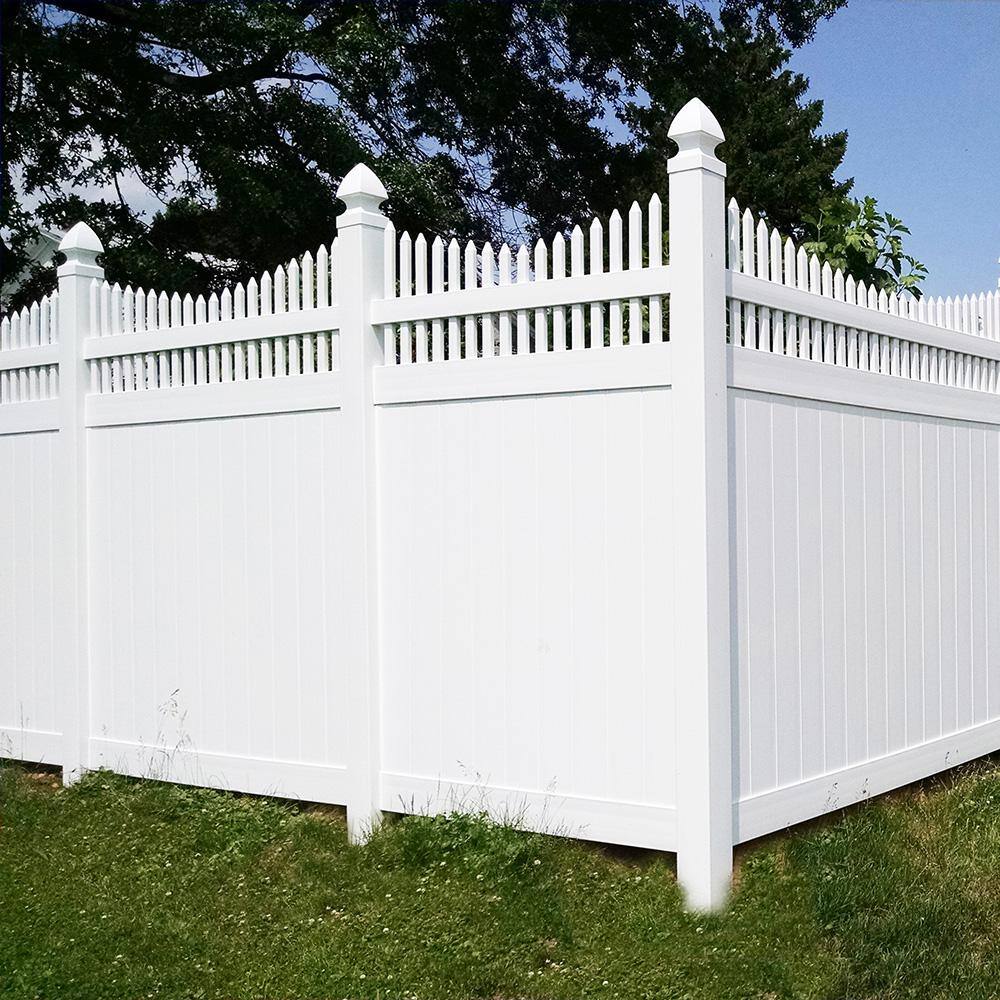 Weatherables 5 in. x 5 in. x 11.6 ft. White Vinyl Fence Line Post