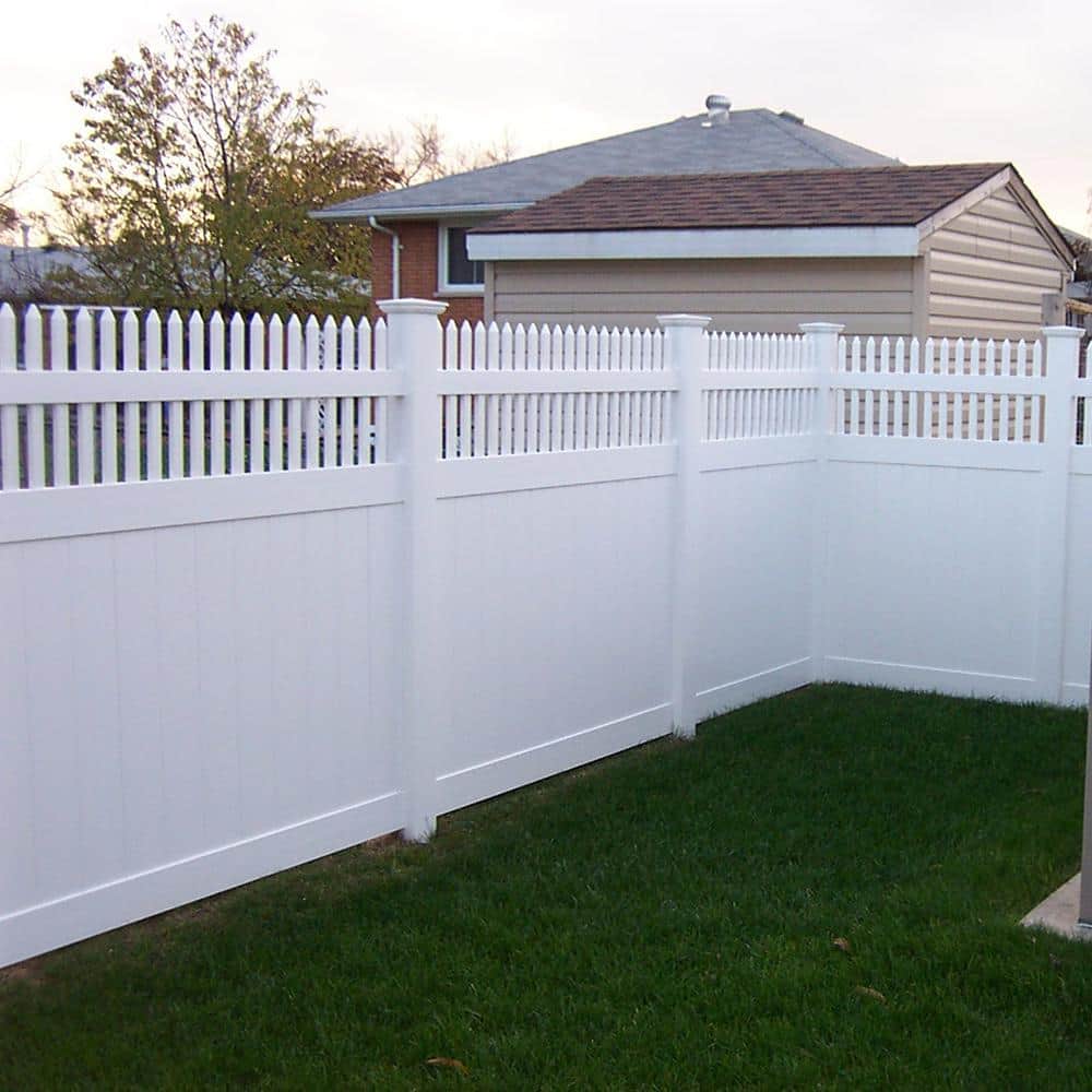 Weatherables 5 in. x 5 in. x 11.6 ft. White Vinyl Fence Line Post