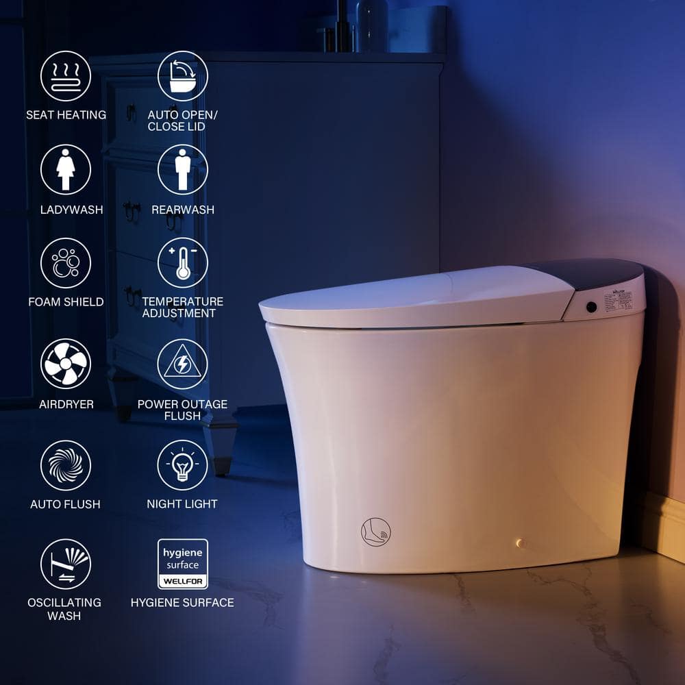 WELLFOR ARLO ADA Elongated LED Smart Bidet Toilet with Auto Open/Close/Flush