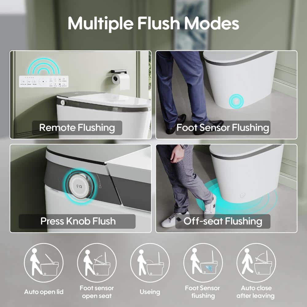 WELLFOR Elongated Smart Bidet Toilet with Auto Open/Close and Warm Water