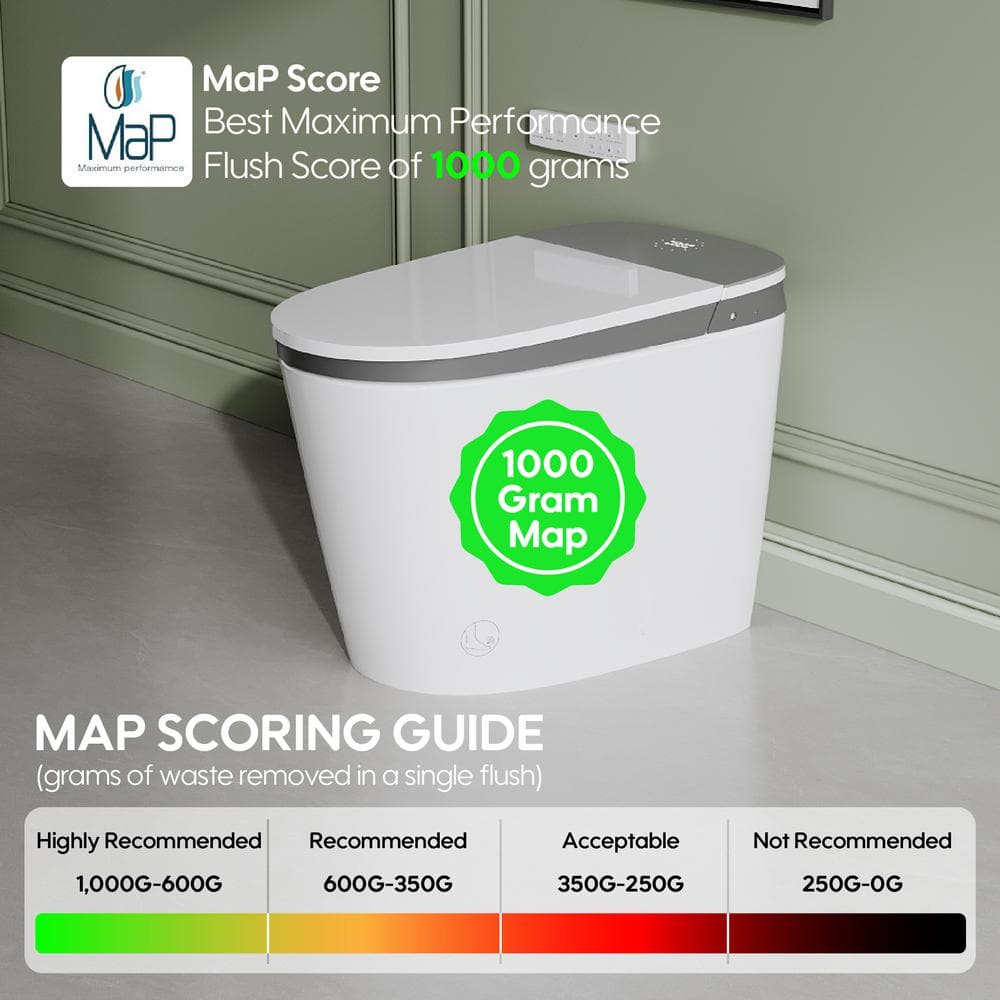 WELLFOR Elongated Smart Bidet Toilet with Auto Open/Close and Warm Water