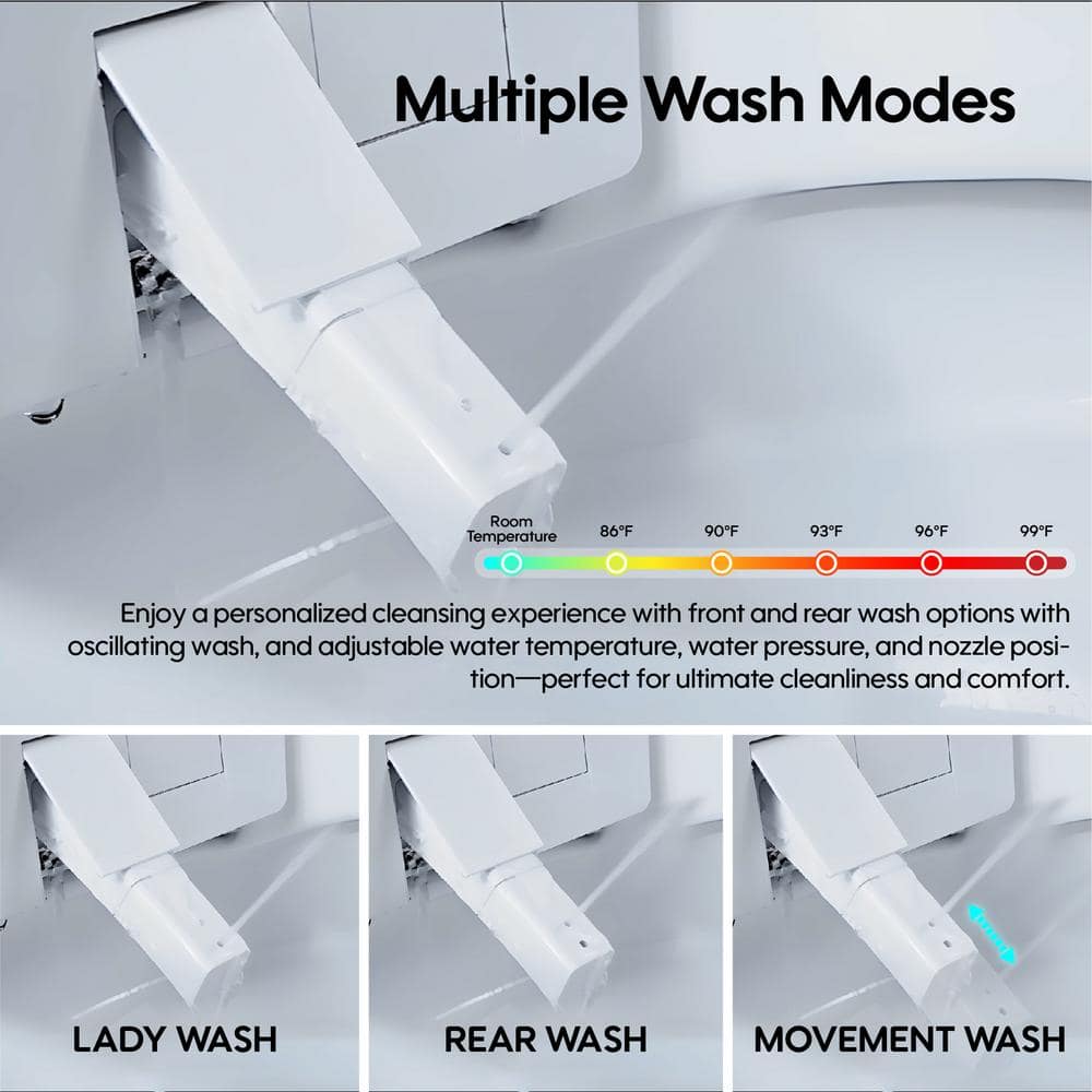 WELLFOR Elongated Smart Bidet Toilet with Auto Open/Close and Warm Water