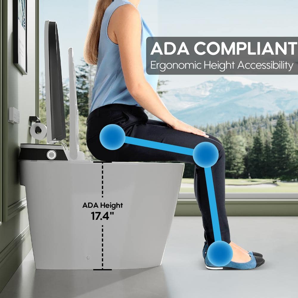 WELLFOR Elongated Smart Bidet Toilet with Auto Open/Close and Warm Water