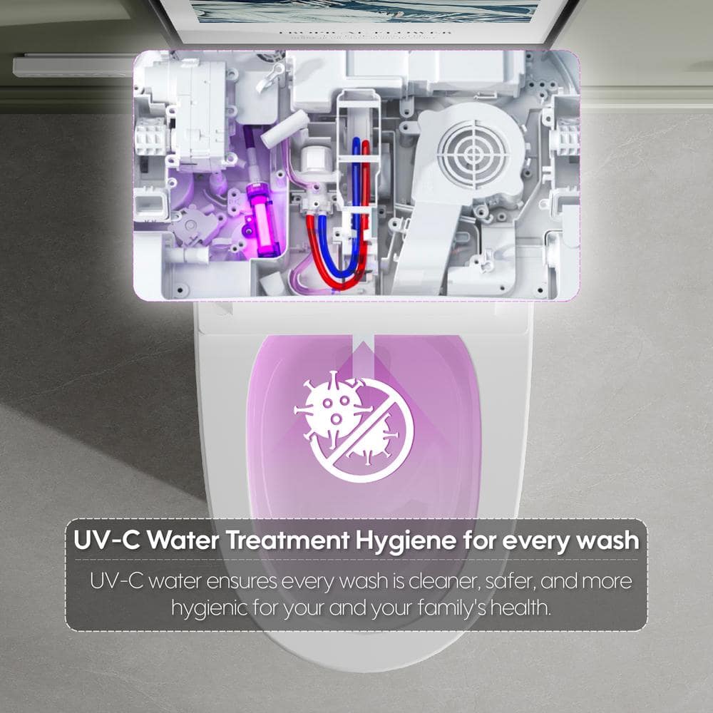 WELLFOR Elongated Smart Bidet Toilet with Auto Open/Close and Warm Water