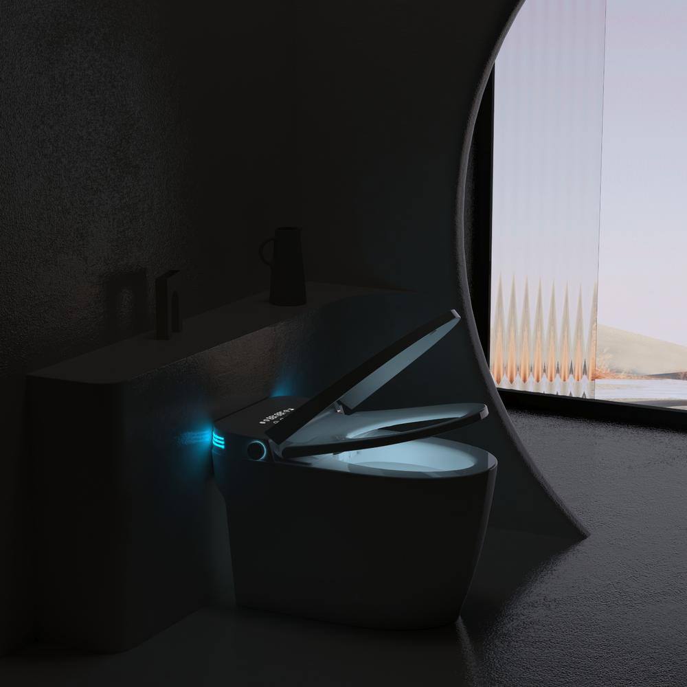 WELLFOR Elongated Smart Bidet Toilet with Voice Control and Bubble Shield, 1.28 GPF, White