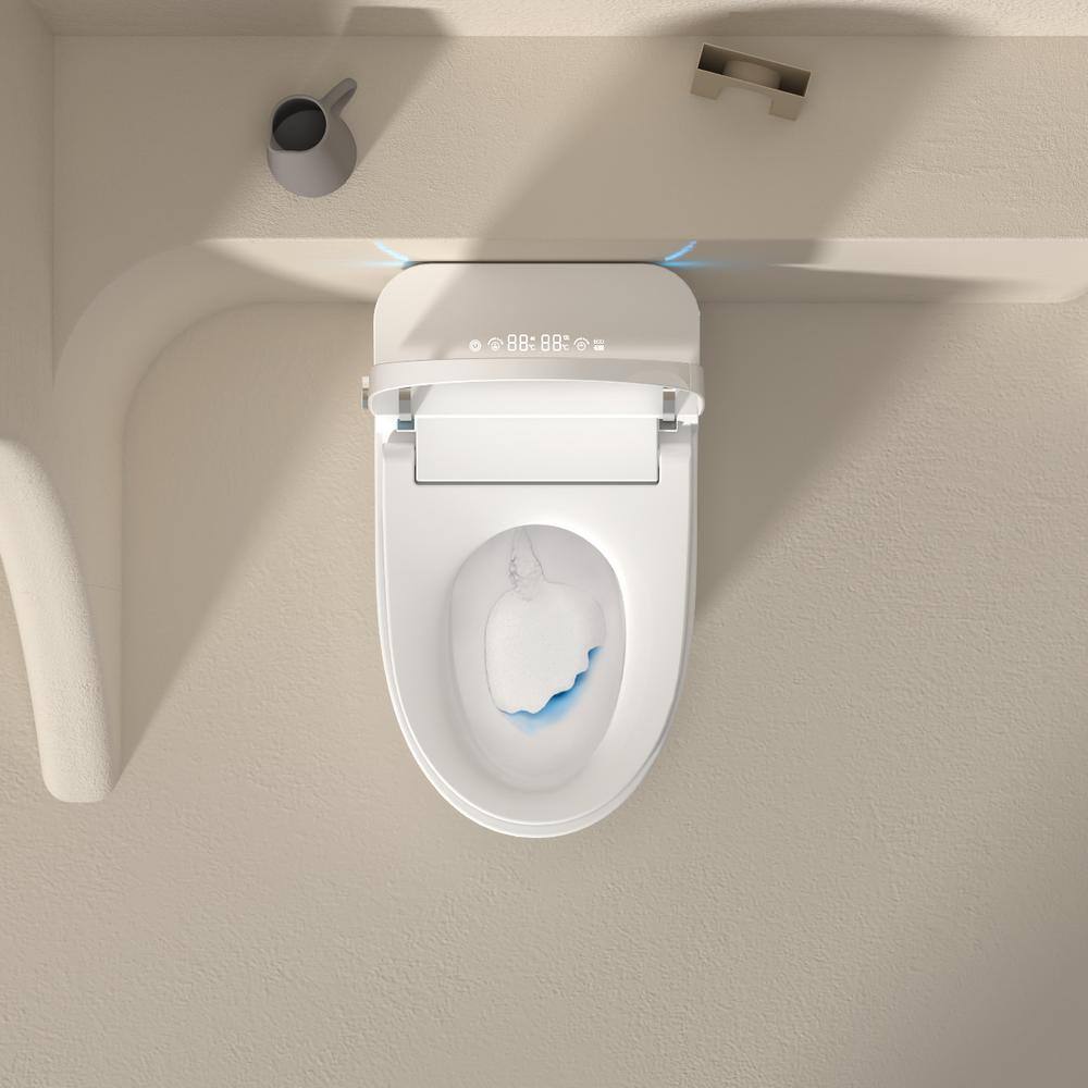 WELLFOR Elongated Smart Bidet Toilet with Voice Control and Bubble Shield, 1.28 GPF, White