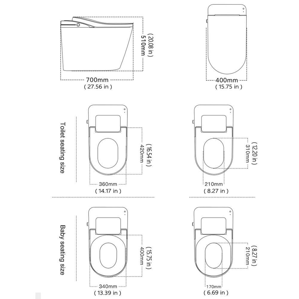 WELLFOR Elongated Smart Bidet Toilet 1.28 GPF with Auto Features and Accessories
