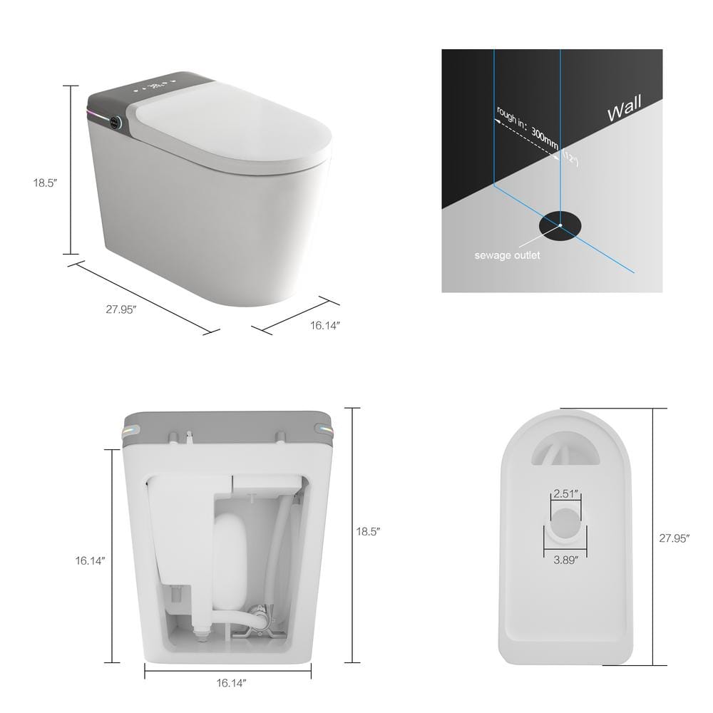 WELLFOR Elongated Smart Bidet Toilet with Automatic Features