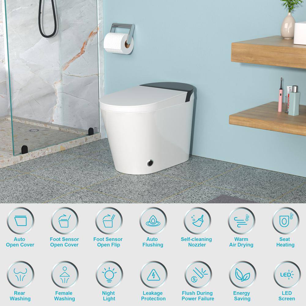 WELLFOR MT1 Elongated Heated Seat Smart Bidet Toilet with Foot Sensor in White