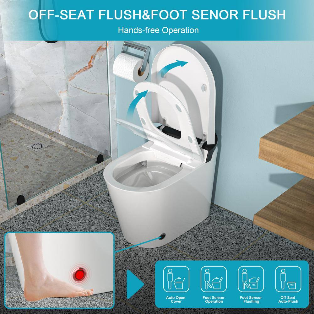 WELLFOR MT1 Elongated Heated Seat Smart Bidet Toilet with Foot Sensor in White