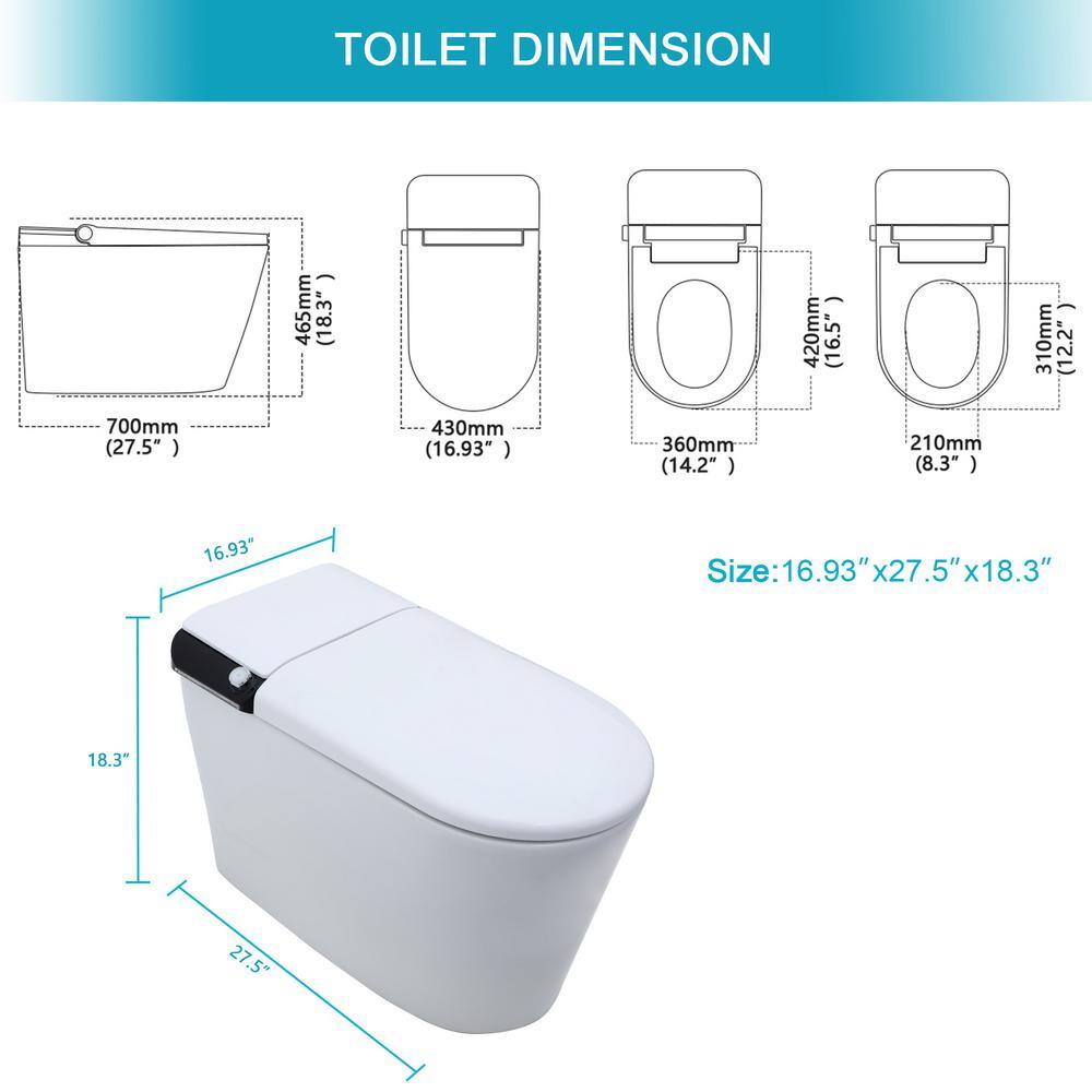 WELLFOR MT2 Elongated Heated Seat Bidet Toilet with Auto Open/Close and Foot Sensor Flush