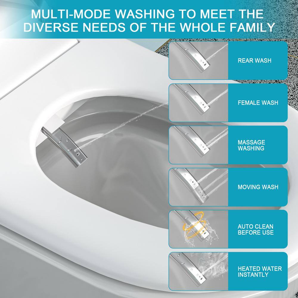 WELLFOR MT2 Elongated Heated Seat Bidet Toilet with Auto Open/Close and Foot Sensor Flush