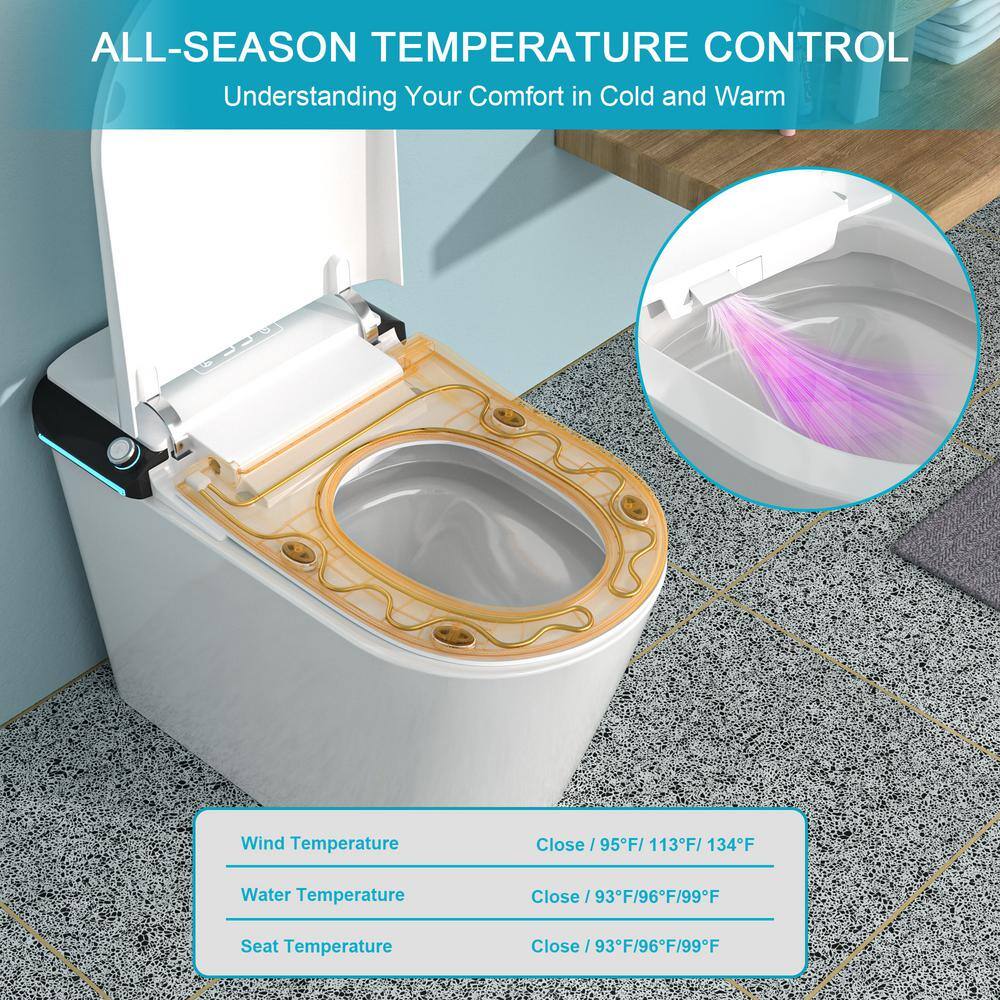 WELLFOR MT2 Elongated Heated Seat Bidet Toilet with Auto Open/Close and Foot Sensor Flush
