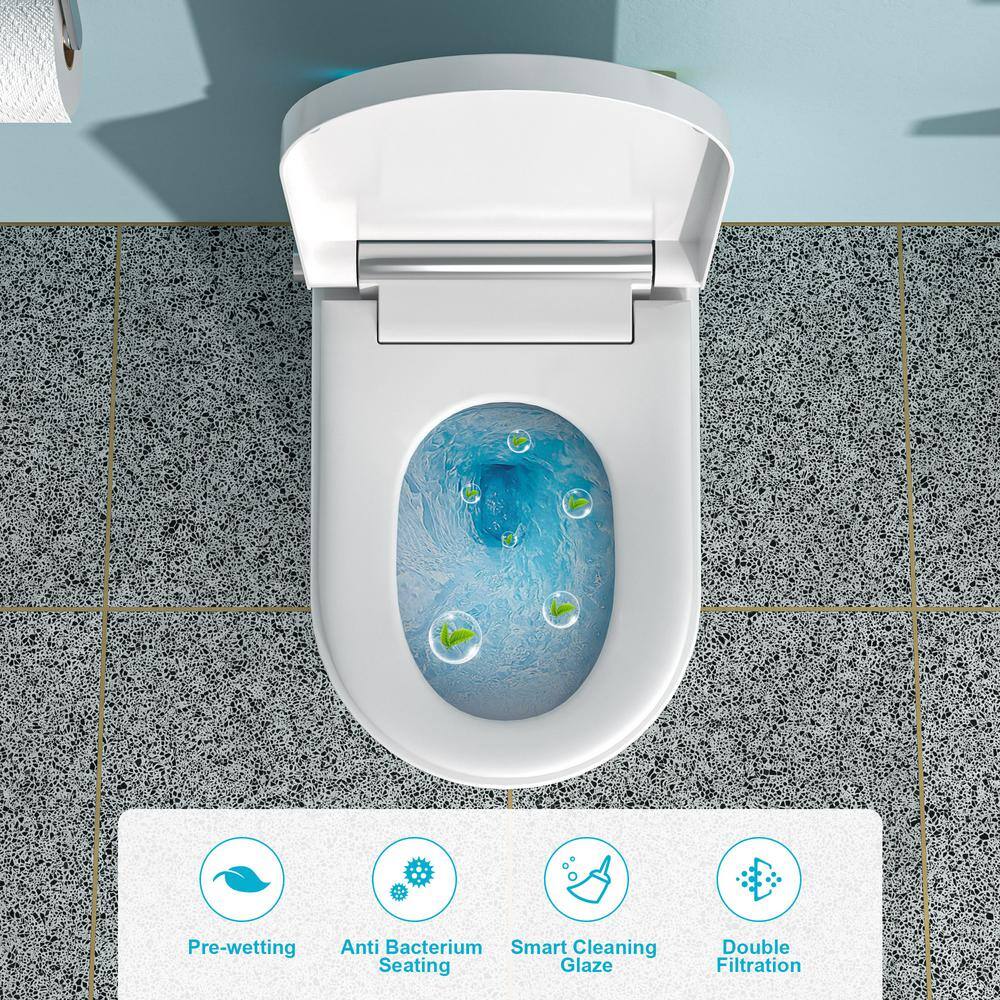 WELLFOR MT4 Elongated Heated Seat Bidet Toilet with Foot Sensor Flush and LED Night Light