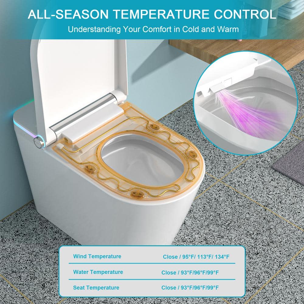 WELLFOR MT4 Elongated Heated Seat Bidet Toilet with Foot Sensor Flush and LED Night Light