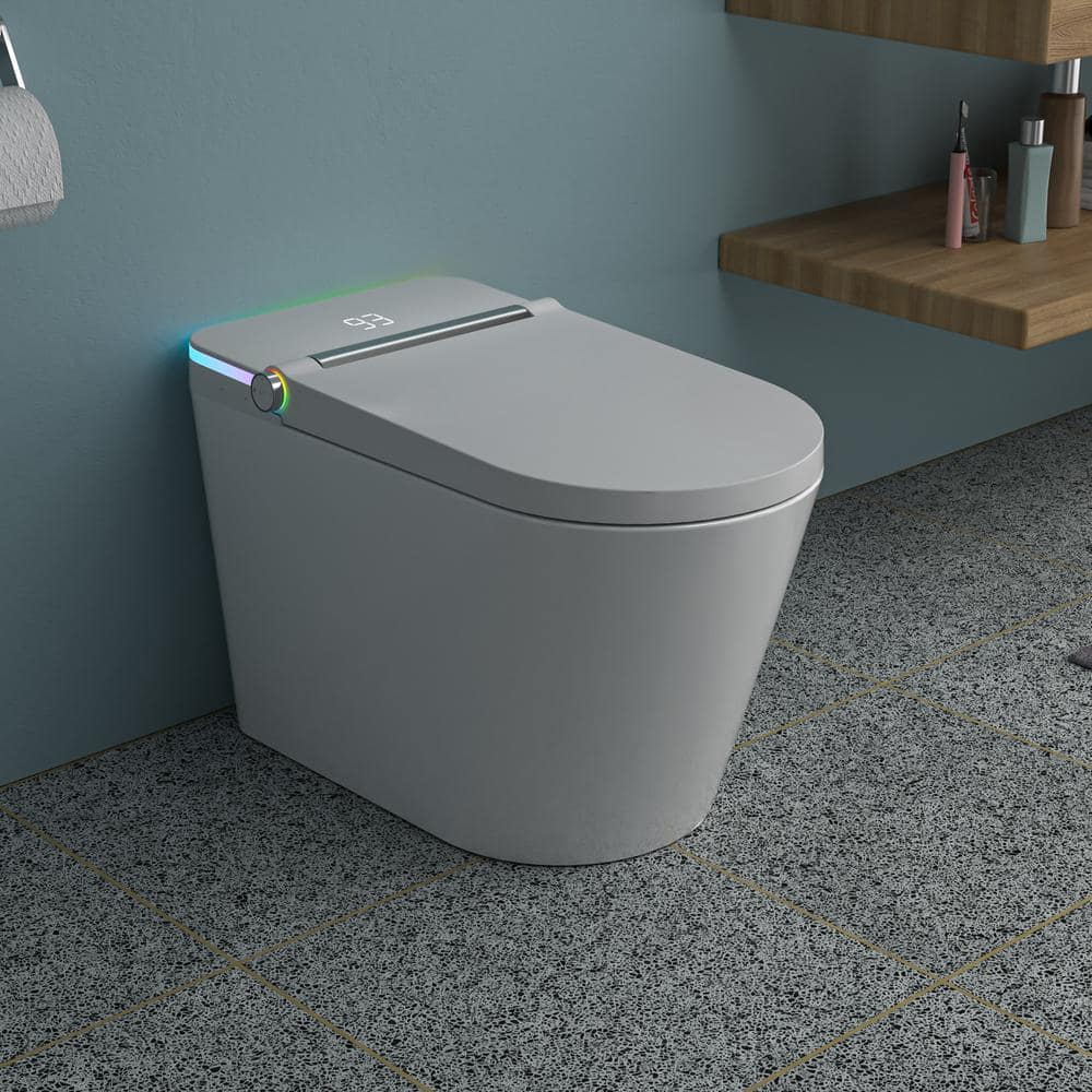 WELLFOR MT4 Elongated Heated Seat Bidet Toilet with Foot Sensor Flush and LED Night Light