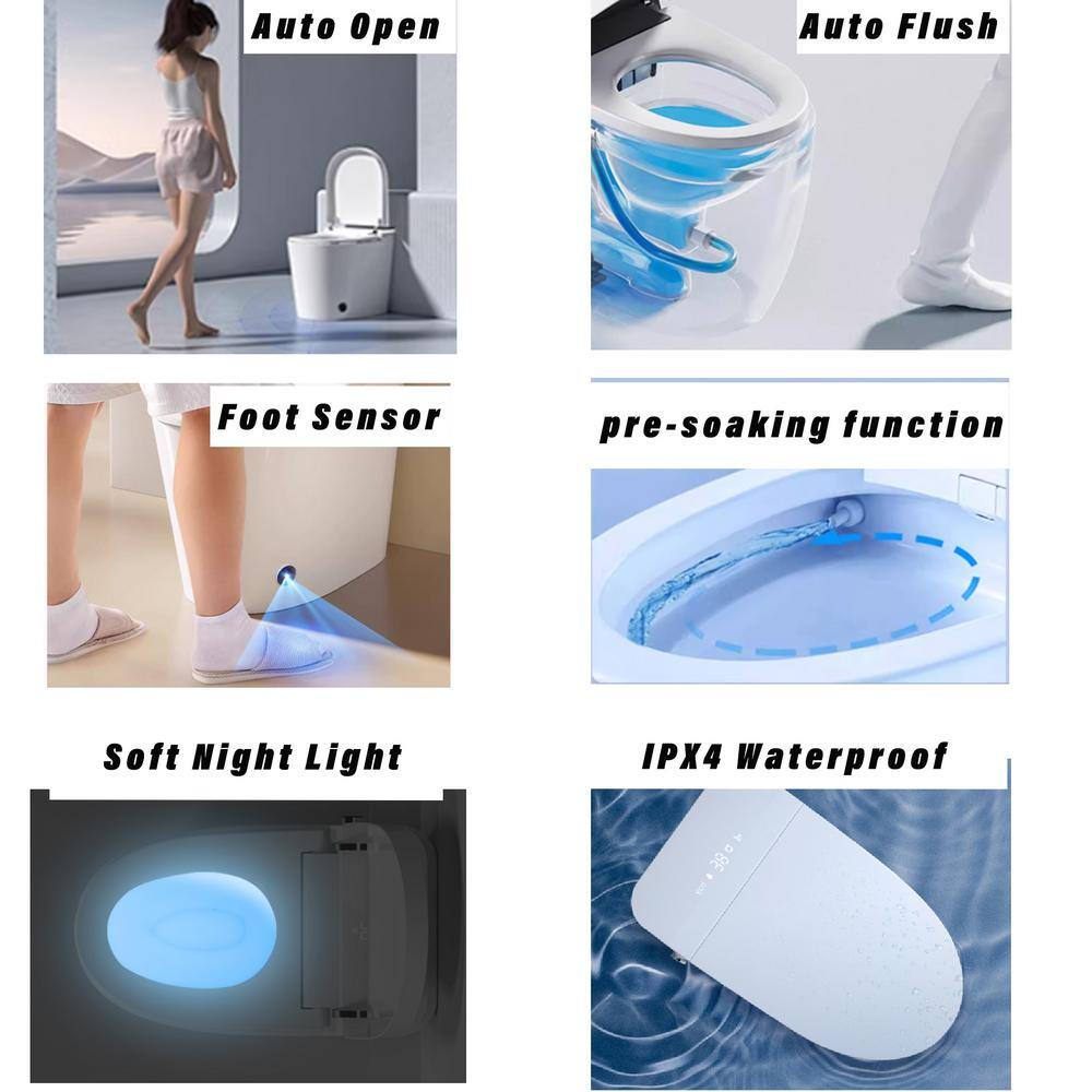 WELLFOR TM-4 Smart Bidet Toilet with Heated Seat and LED Night Light 1.28 GPF - White