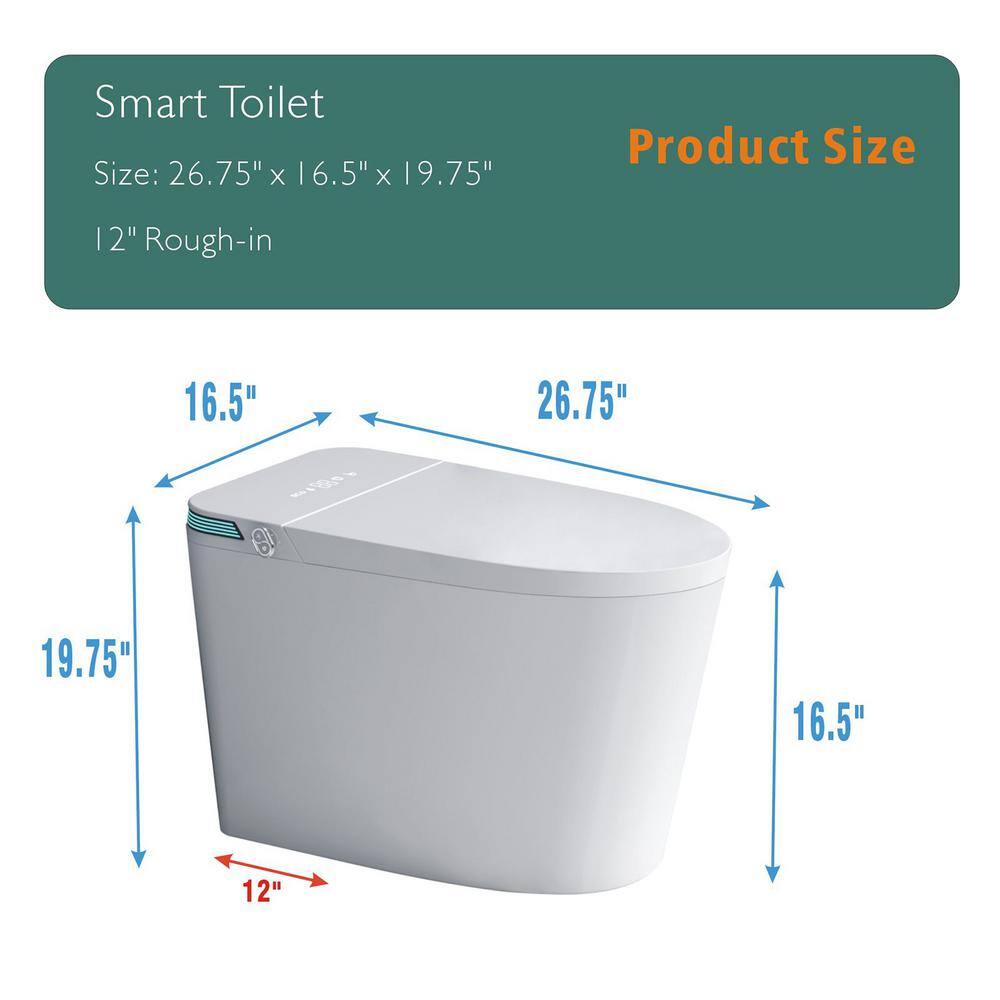WELLFOR TM-4 Smart Bidet Toilet with Heated Seat and LED Night Light 1.28 GPF - White
