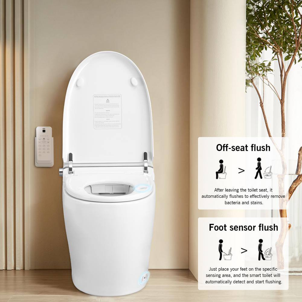 WELLFOR Elongated Smart Bidet Toilet with Self-Cleaning Nozzle, Heated Seat, and Night Light