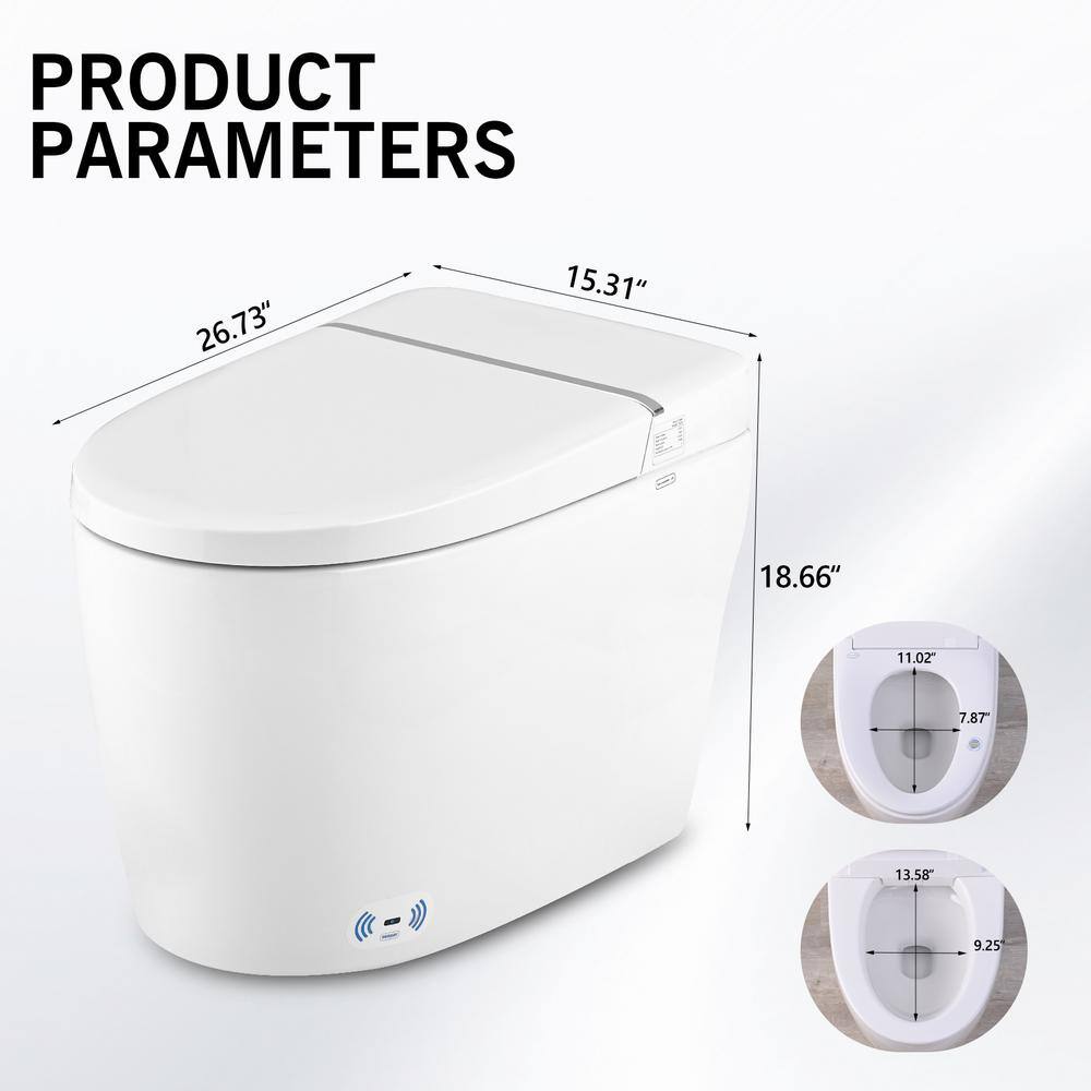 WELLFOR Elongated Smart Bidet Toilet with Self-Cleaning Nozzle, Heated Seat, and Night Light