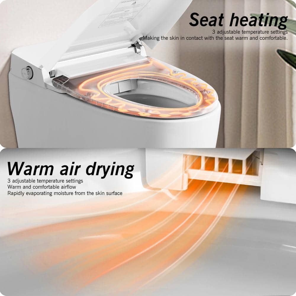 WELLFOR Elongated Smart Bidet Toilet with Self-Cleaning Nozzle, Heated Seat, and Night Light