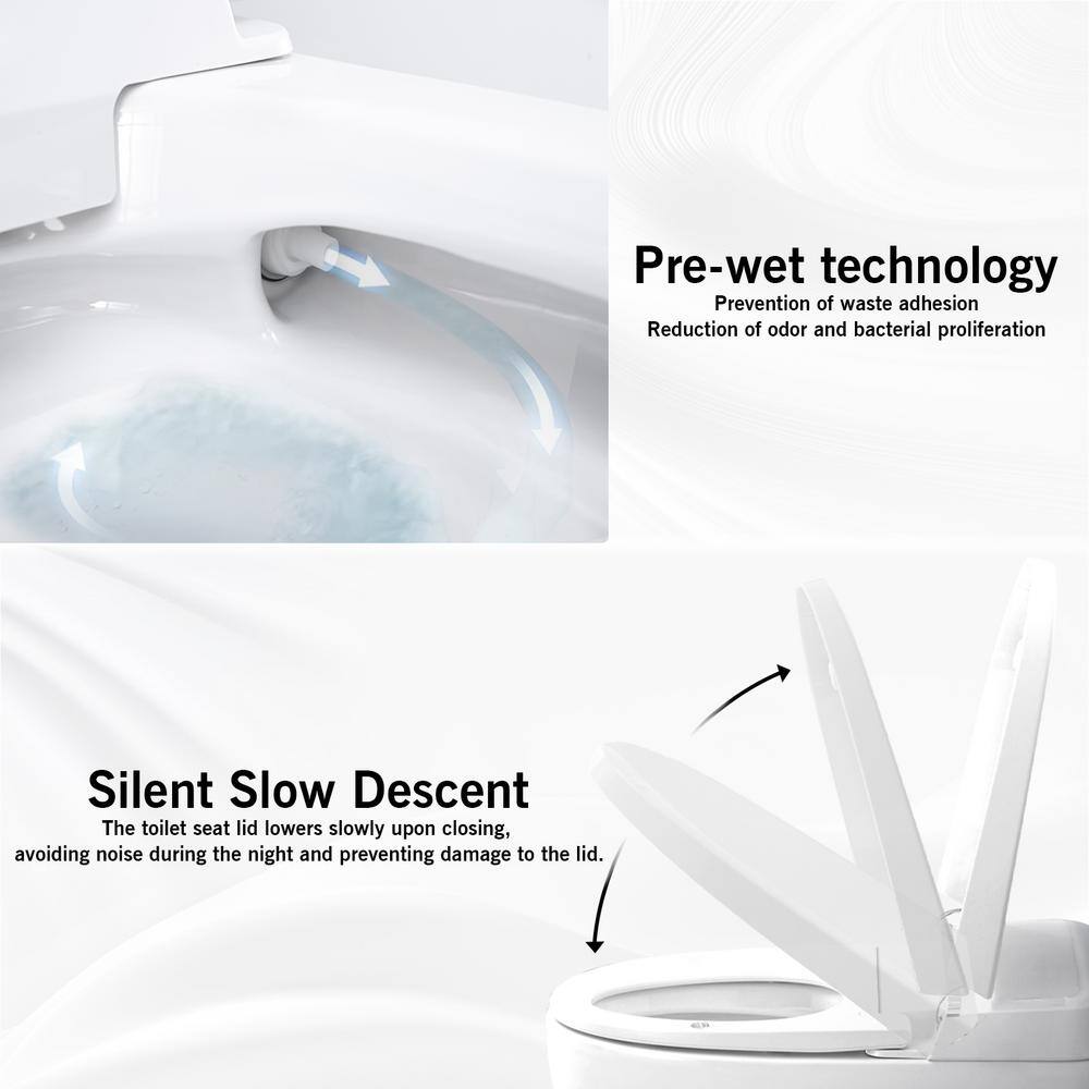 WELLFOR Elongated Smart Bidet Toilet with Self-Cleaning Nozzle, Heated Seat, and Night Light