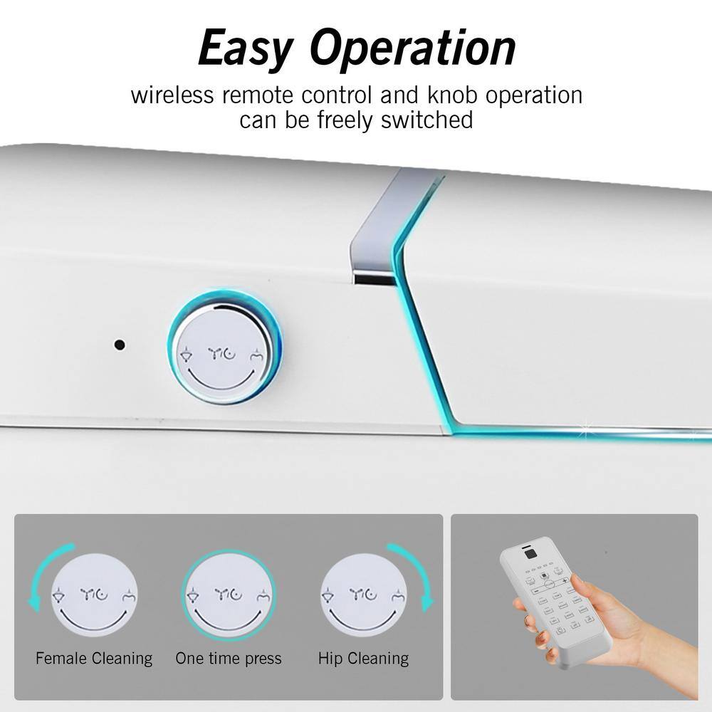 WELLFOR Elongated Smart Bidet Toilet with Foot Sensor and Heated Seat