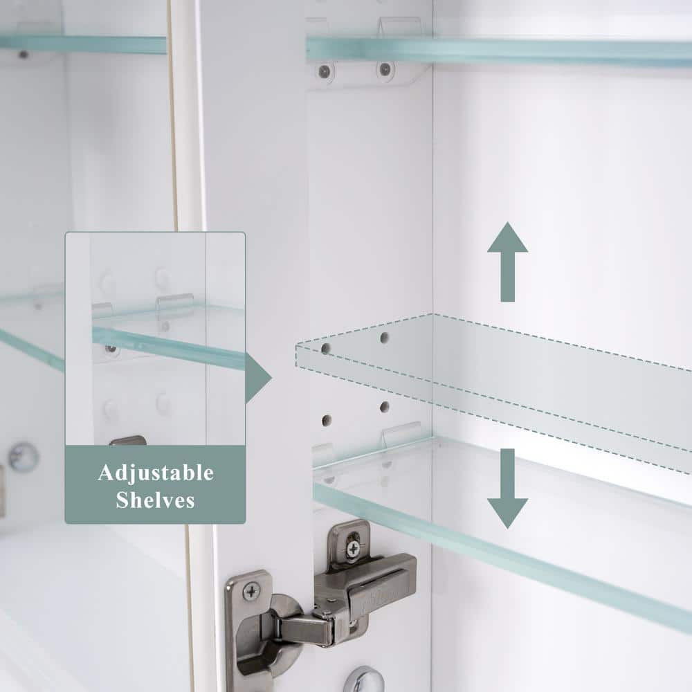 WELLFOR 24 in. W x 32 in. H Rectangular Solid Wood Recessed Medicine Cabinet with Mirror