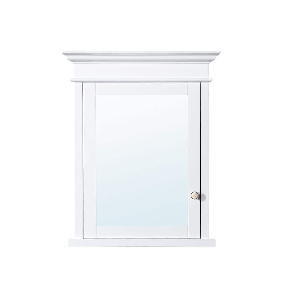 WELLFOR 26 in. W x 32 in. H Rectangular White Solid Wood Framed Recessed Mount Soft Close Door Medicine Cabinet with Mirror