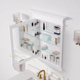 WELLFOR 26 in. W x 32 in. H Rectangular White Solid Wood Framed Recessed Mount Soft Close Door Medicine Cabinet with Mirror