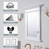 WELLFOR 26 in. W x 32 in. H Rectangular White Solid Wood Framed Recessed Mount Soft Close Door Medicine Cabinet with Mirror