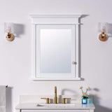 WELLFOR 26 in. W x 32 in. H Rectangular White Solid Wood Framed Recessed Mount Soft Close Door Medicine Cabinet with Mirror