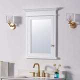 WELLFOR 26 in. W x 32 in. H Rectangular White Solid Wood Framed Recessed Mount Soft Close Door Medicine Cabinet with Mirror