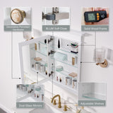 WELLFOR 26 in. W x 32 in. H Rectangular White Solid Wood Framed Recessed Mount Soft Close Door Medicine Cabinet with Mirror