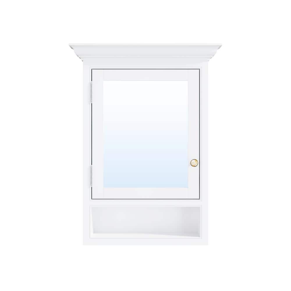 WELLFOR 24 in. W x 32 in. H Rectangular Recessed Solid Wood Bathroom Medicine Cabinet with Mirror, Bi-view Glass Magnetic Door