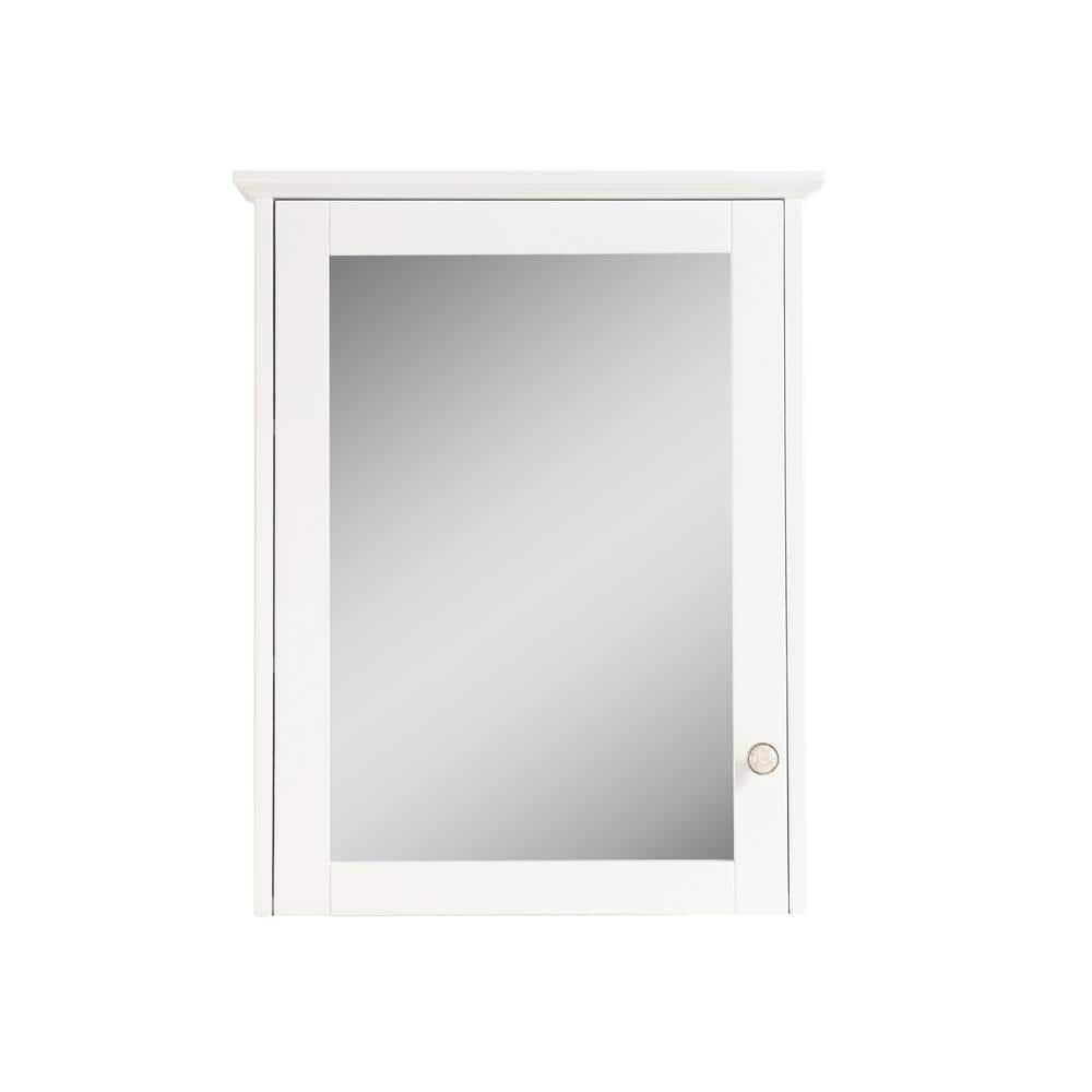 WELLFOR 24 in. W x 30 in. H Medium Rectangular White Wood Frame Surface Mount Medicine Cabinet with Mirror