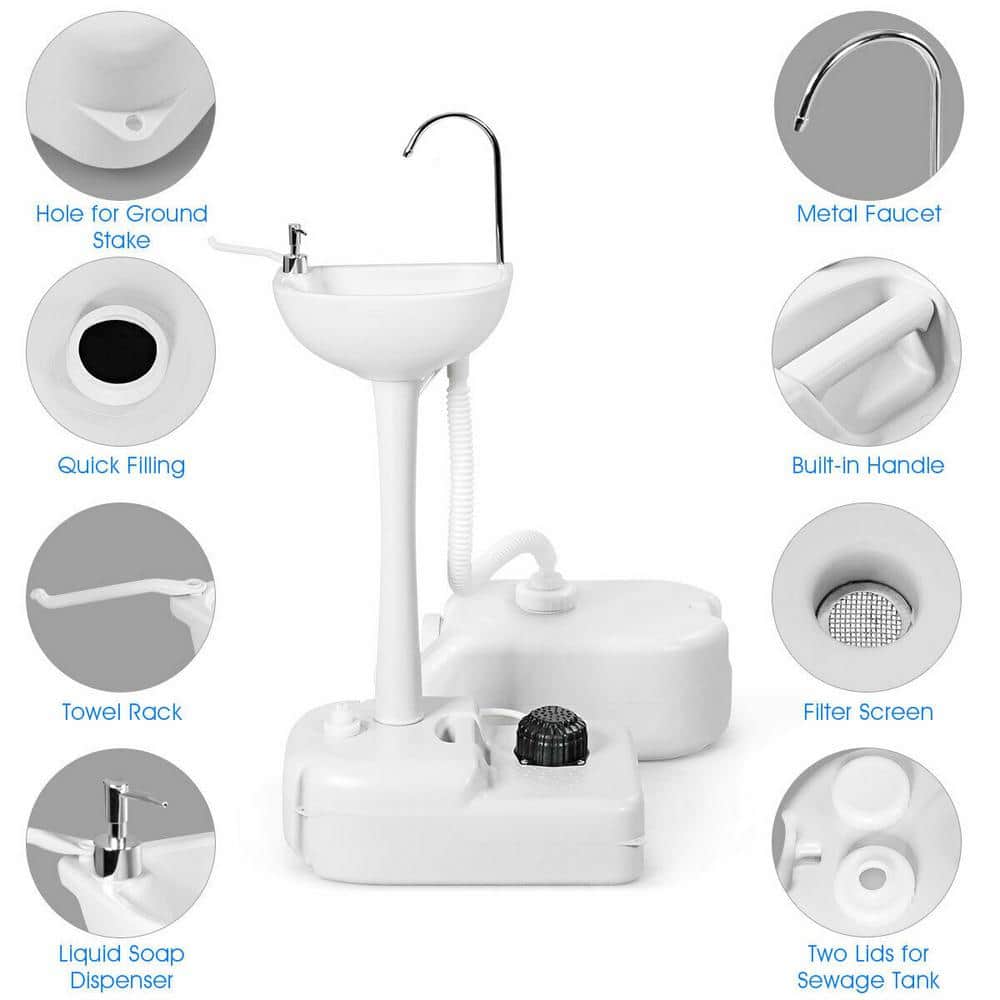 WELLFOR Freestanding HDPE Utility Sink with Faucet - 4.5 Gal Capacity