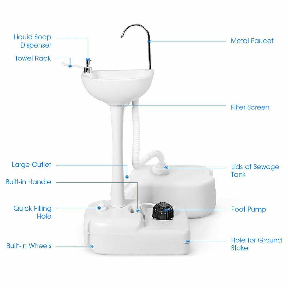WELLFOR Freestanding HDPE Utility Sink with Faucet - 4.5 Gal Capacity