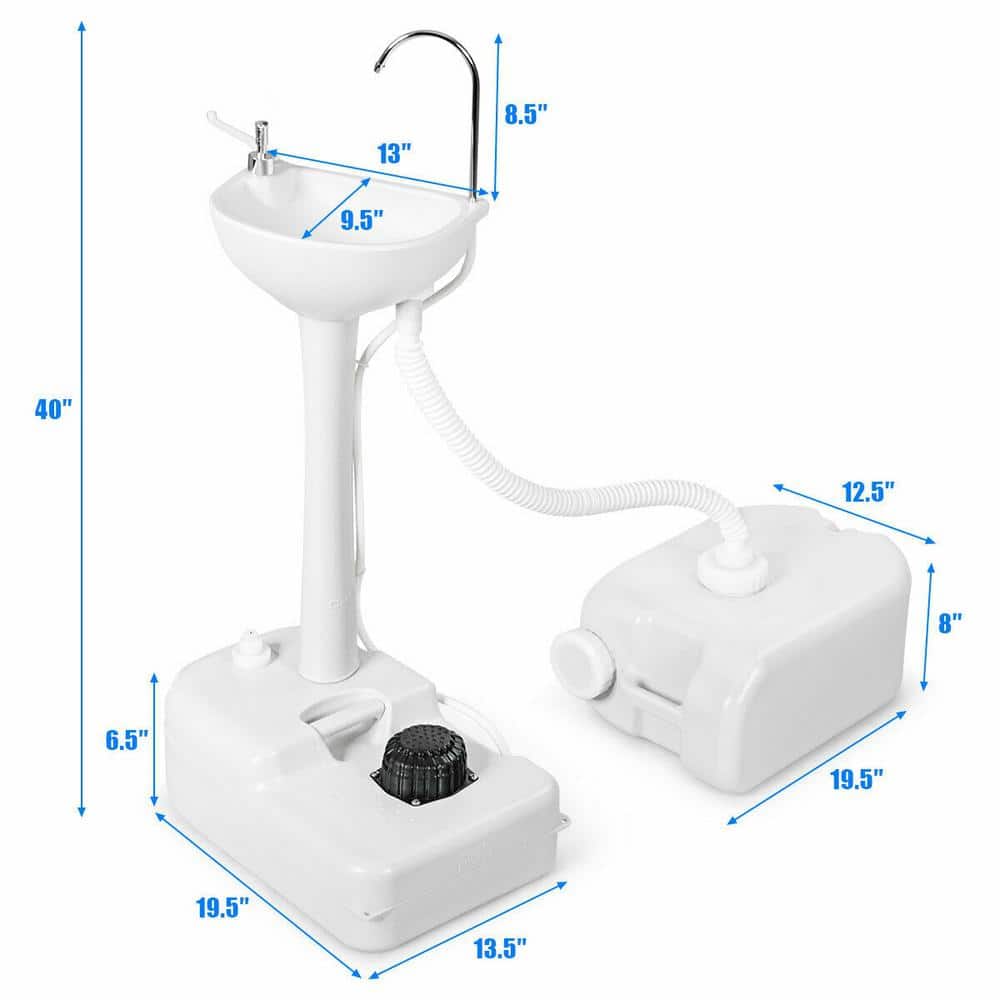 WELLFOR Freestanding HDPE Utility Sink with Faucet - 4.5 Gal Capacity