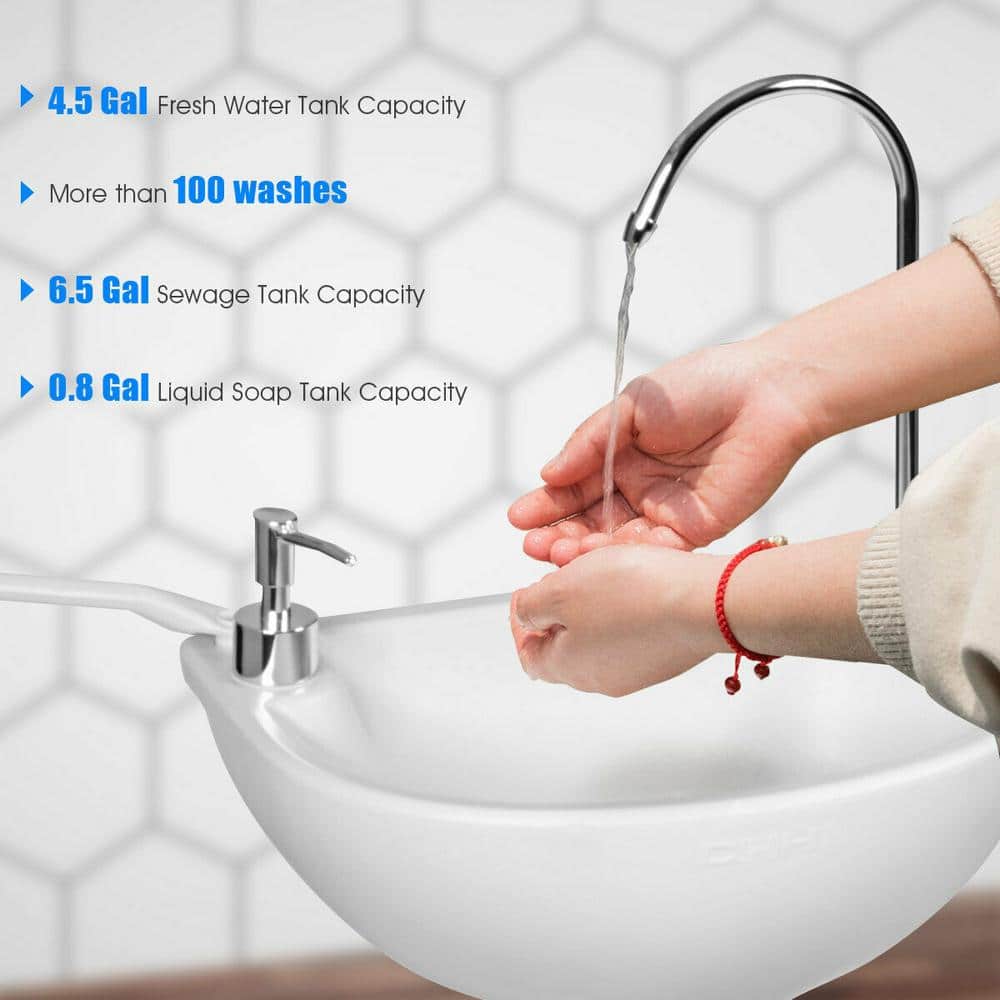WELLFOR Freestanding HDPE Utility Sink with Faucet - 4.5 Gal Capacity
